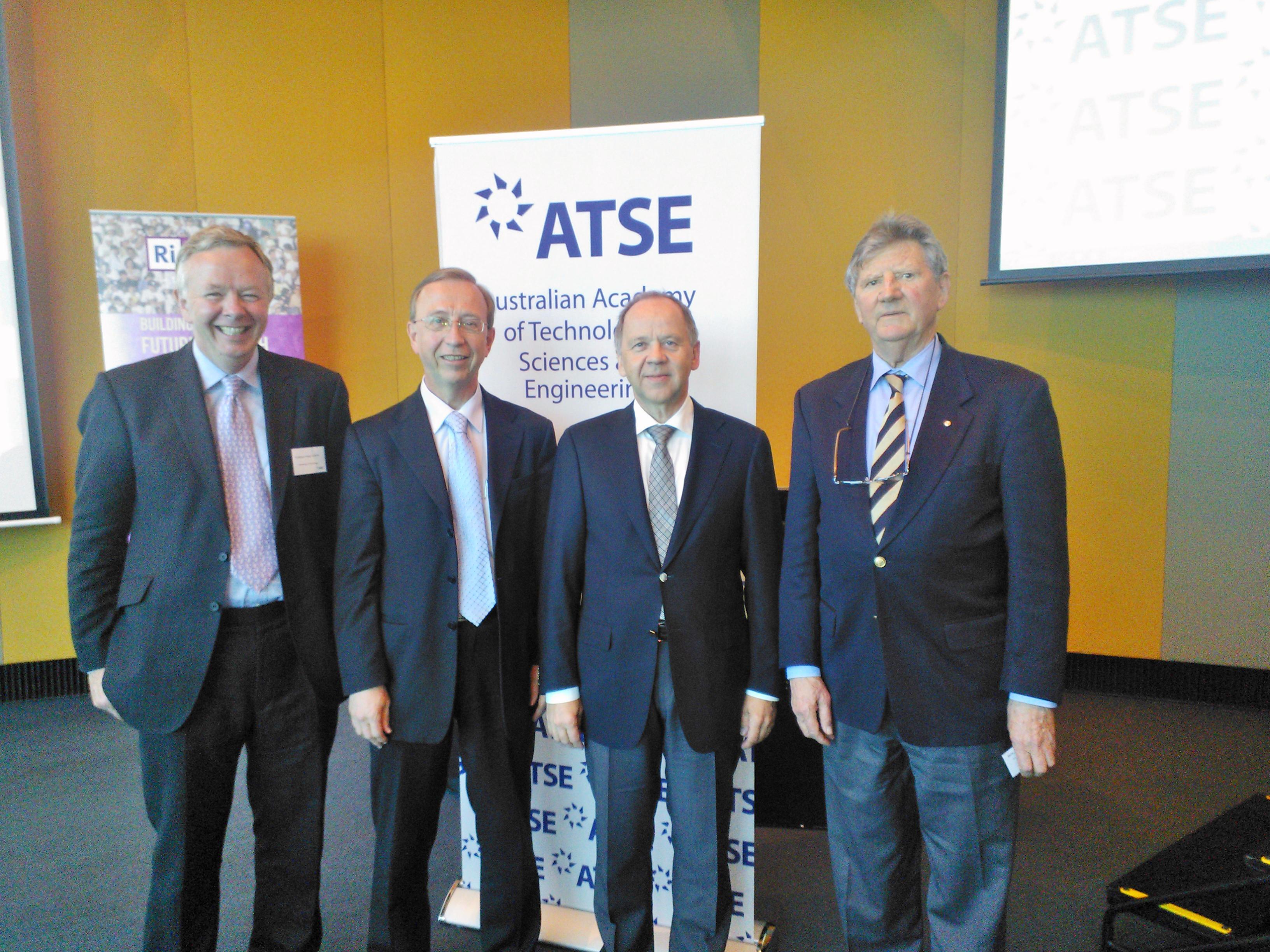 Peter Guthrie (Univ Cambridge), Ron Cameron (OECD), Äikäs Timo (Posiva), Ian Duncan (ATSE) ATSE conference, Australia