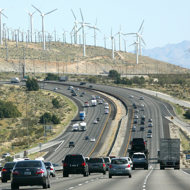 Wind turbines and traffic Kevin Dooley via Flickr
